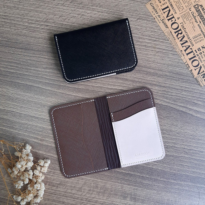 아애모스크 수제카드지갑 남자 여자 심플한 사피아노 카드지갑 가죽공방 이니셜무료