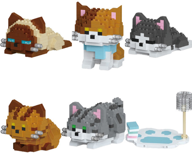 큐트캣 미니고양이 펫방석 나노블럭 6종 세트, 1개