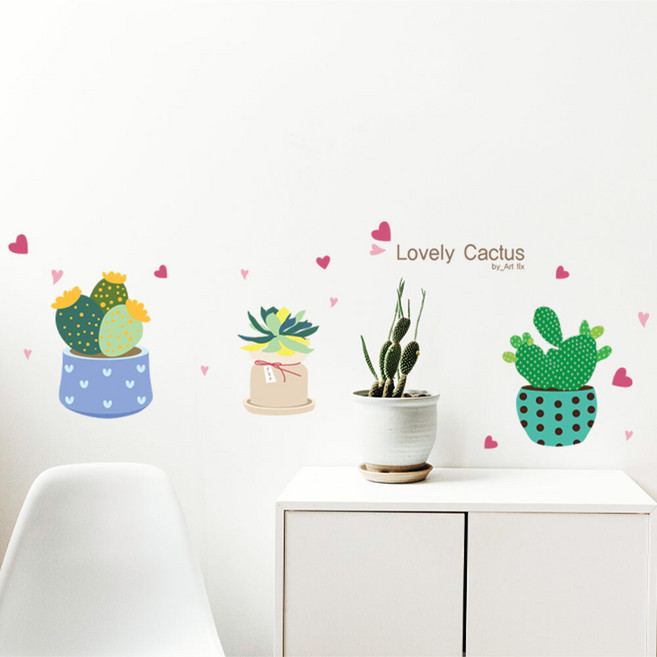 아트픽스 리무버블 인테리어 데코 스티커 벽지 시트지, IP336-선인장