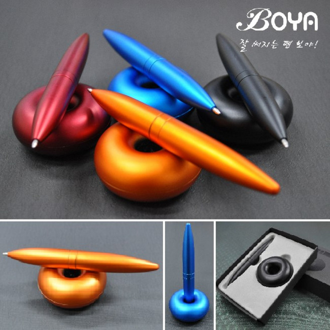 보야 링스탠드 볼펜 데스크 자석 마그네틱 도넛펜, 블루, 1세트