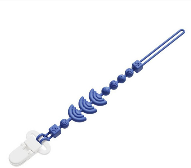 嬰兒矽膠奶嘴鏈 湛海藍 防掉鍊 可掛推車固齒器玩具, 1個