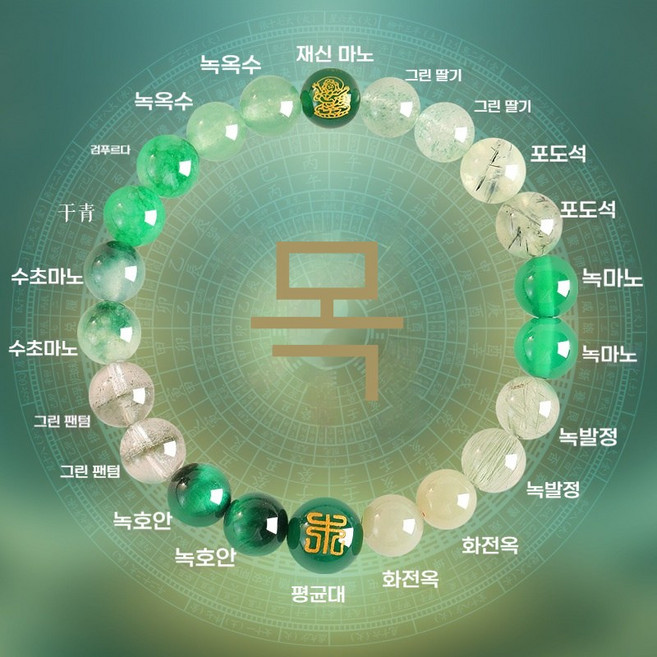 오행 팔찌 천연석 수정 용 운세 기운 향상 액세서리 악운 해소, 1개, 목