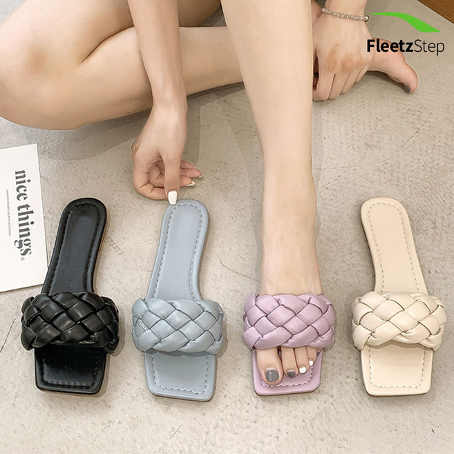 플릿츠스텝 여성용 패디드슬리퍼 플랫슬리퍼 위빙스타일 가벼운슬리퍼