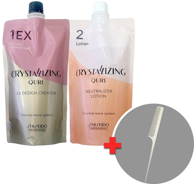 시세이도 크리스탈라이징 큘 EX 강모용 1제+2제 액상 꼬리빗 증정 매직약 다운펌 파마, 1개, 400ml