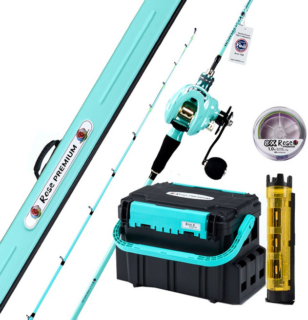 로즈 ALL 프리미엄 쭈꾸미 갑오징어 낚시대 풀세트 선상 전용 쭈갑로드 베이트릴 합사, 민트세트(우핸들)