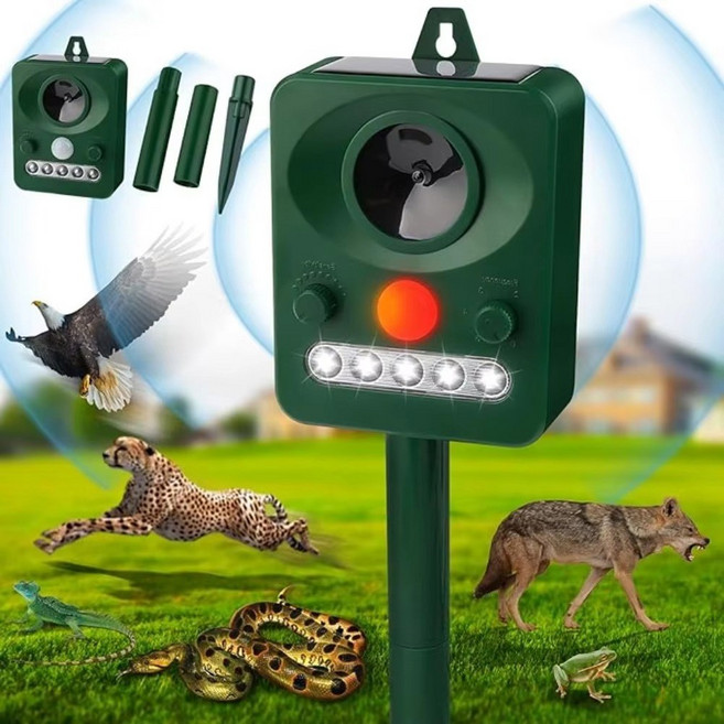 초음파 벌레퇴치기 대형매장 카페 식당용 캠핑용 필수 해충기 LED 빛 경보 고양이 개 구충제 야외 태양 광 발전 충전식 정원 Repeller 동물을위한 억제제, S5, 1개