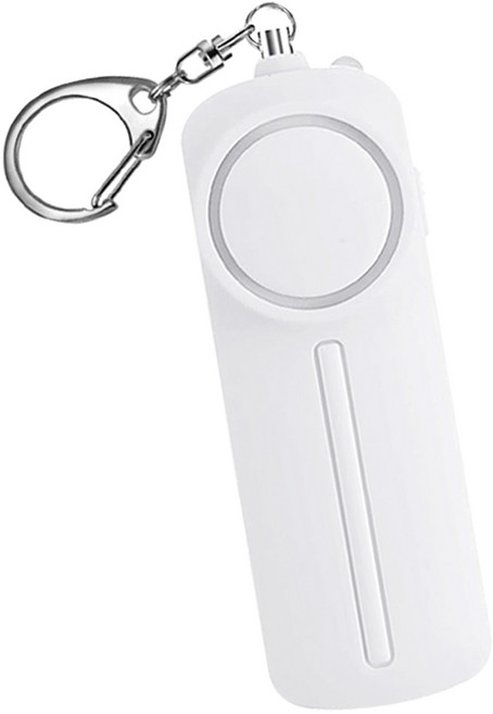 Keebright 휴대용 호신용 경보기+드라이버 130dB LED 라이트 키링형, 화이트, 1개