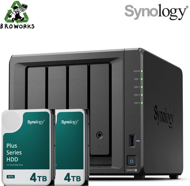 시놀로지 나스 DS925+4bay [8TB]HAT3300-4TB x 2EA 기업용 NAS 합본