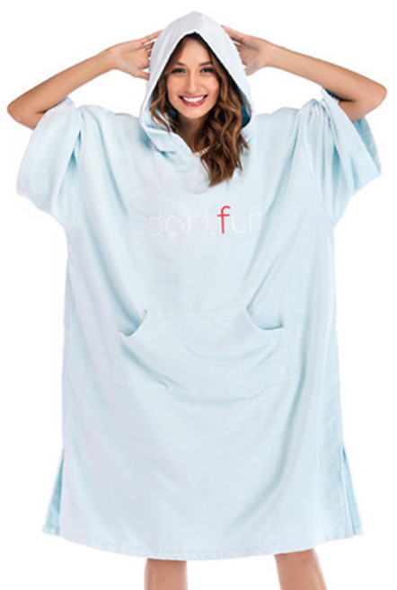 지스터프 수영장 비치웨어 대형 후드 판초타월, 1개, 스카이블루