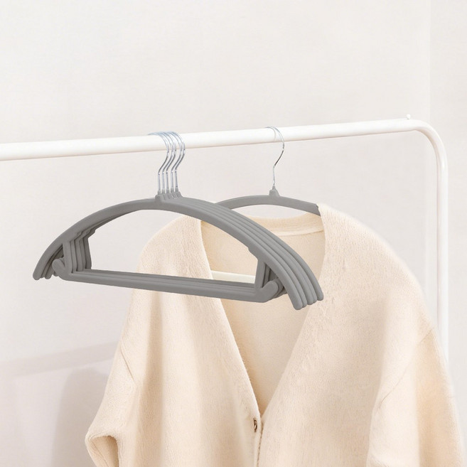 어깨 뿔 방지 내구성 좋은 360도 회전 논슬립 벨벳 라운드 옷걸이 고급형 쿠텐퍼 어깨쭐 논슬립 옷걸이, 그레이, 30개