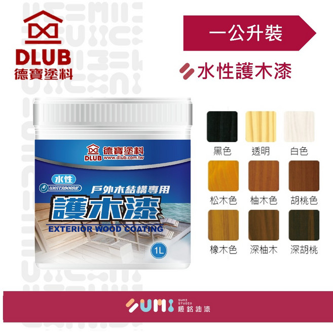 順銘 德寶 水性 木器漆 1加侖裝, 1個, 平光,白色