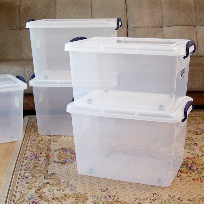 리빙박스 75L 1개 침대밑수납장 투명 장난감정리함