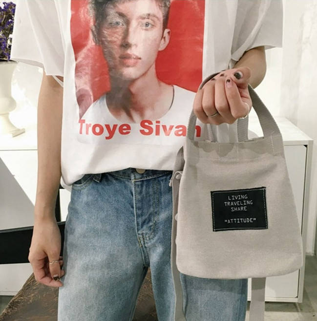 초경량 미니 에코백 크로스 손가방 파우치 천재질 가방 소형 숄더백