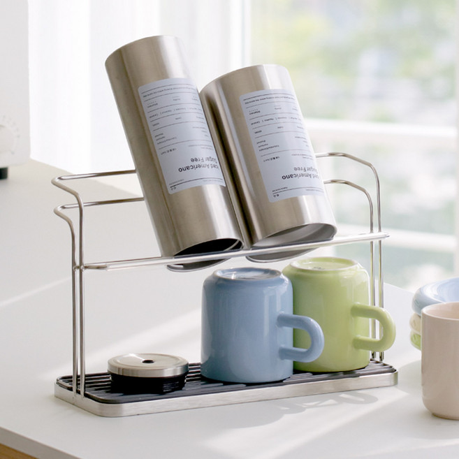 이우아여사 스틸렌 올스텐 물받이 6구 컵걸이, 스텐, 1개