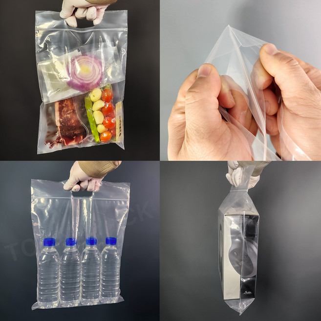 토탈팩 손잡이 지퍼백 100매 6종 투명 국내생산 구디백 쇼핑백, 20x35 cm (손잡이 5cm포함) 100매, 1개