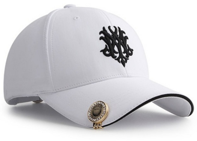 MQUM 남녀공용 스판샌드 골프모자 볼마커세트 케이스포장 GOLF, 화이트, 1개