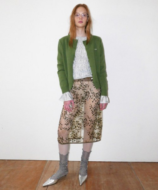 [국내정품] 오버듀플레어 F로우어 SEQUIN SKIRT_OLIVE KHAKI 103559