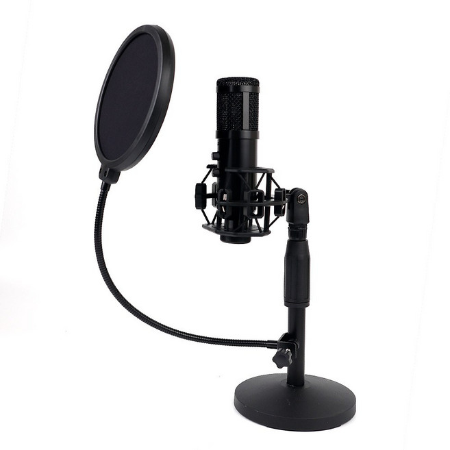 컴썸 유선 콘덴서 스탠드 마이크 풀세트, MIC-1100, BLACK