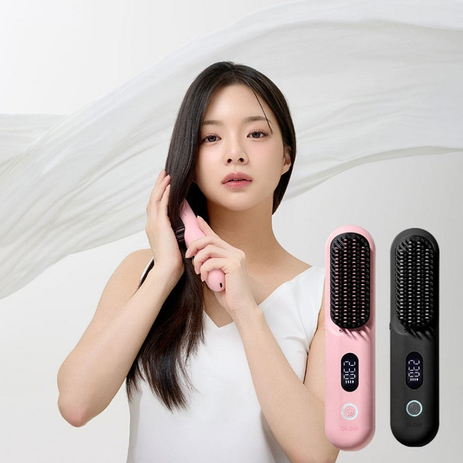 글루아 무선 헤어 빗고데기 183빗살 무선고데기 여행용고데기 휴대용고데기 볼륨고데기 스타일링고데기, 블랙