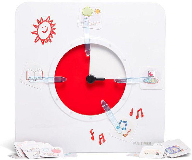 TIME TIMER 19cm 60분 타임타이머 + 비주얼 스케줄러 시간 관리 학습 타이머 TT08B-VS-W 정품