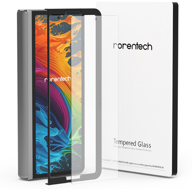 로랜텍 풀커버 지문인식 호환 강화유리 휴대폰 액정보호필름, 1세트