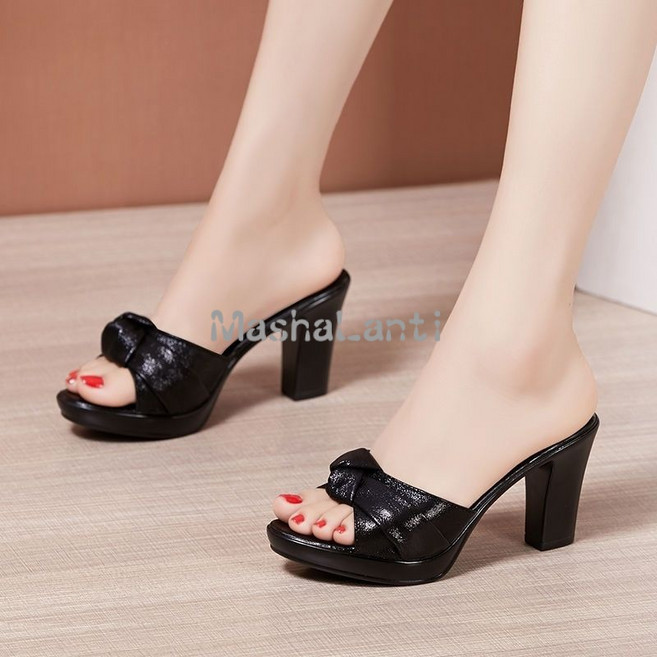 여성 슬리퍼 힐 여성 리얼 가죽 샌들마샤 란티 r240521-2