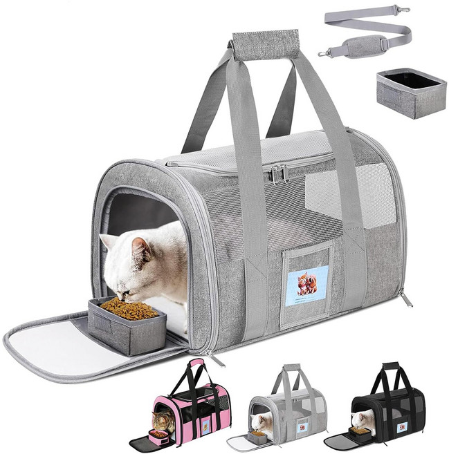 반려동물 대용량 삼면통풍 이동가방 숄더백, 1개, 그레이