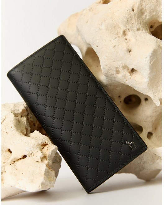 [스테디셀러][선물포장추천] + 쇼핑백 헤지스 블랙 로고패턴 소가죽 장지갑 HAZZYS 남성 심플 얇은 지갑 정품 답례품 사은품 단체 주문