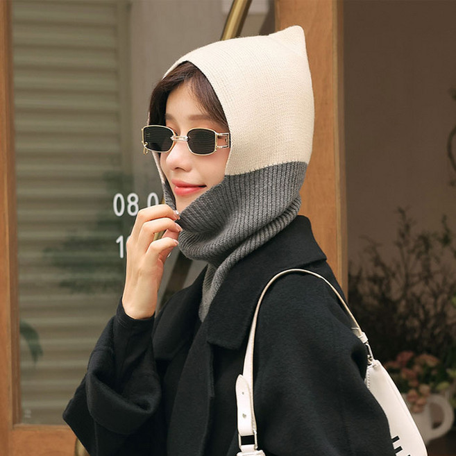 여성 바라클라바 캐시미어 넥워머 겨울 모자