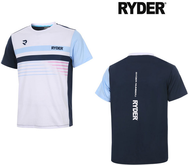 라이더 티셔츠 배드민턴 반팔 상의 남성 여성 게임웨어 화이트 네이비 2023R-8