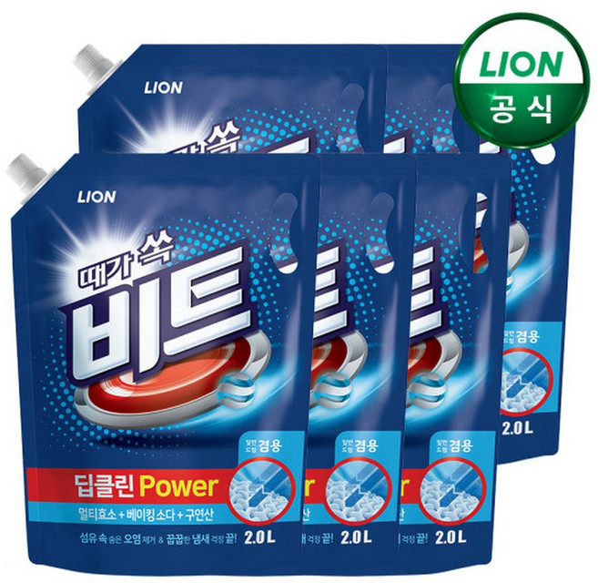 액체 세탁세제 딥클린파워 일반 드럼겸용 2L리필x6개, 2L, 6개