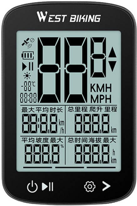WEST BIKING 西騎者 智慧GPS碼錶 2.4英寸 FSTN LCD大屏 IPX7防水 20+小時續航, XQ2黑色中文, 1個