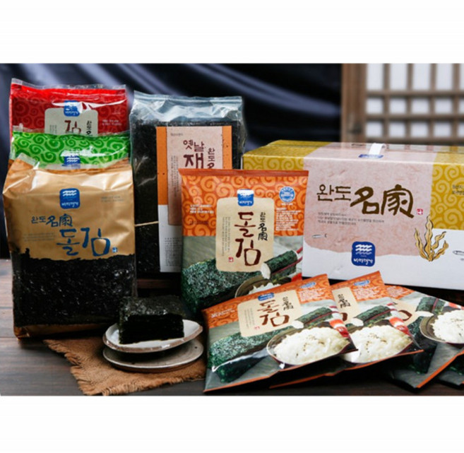 완도 청정바다 명품 김선물세트 곱창김 재래김 바삭한 식감 돌김 조미김 전장김 도시락김 혼합구성, 1세트