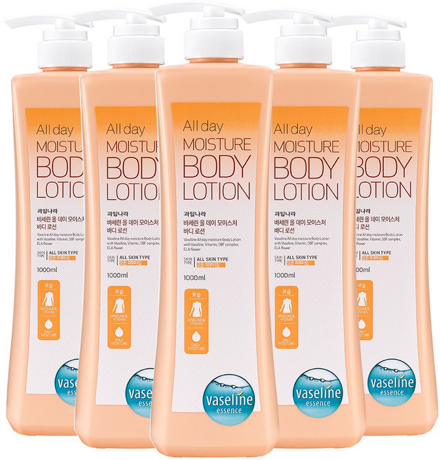 과일나라 바세린 올데이 모이스처 바디로션, 1L, 5개