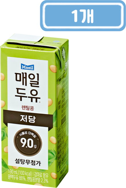 매일두유 렌틸콩 저당두유, 190ml, 1개