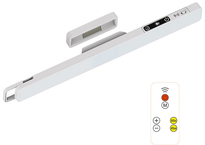 HUIJII 무선 마그네틱 탈착식 터치 학습 스탠드 + 리모컨 화장대 조명 2000mAh 배터리, 화이트