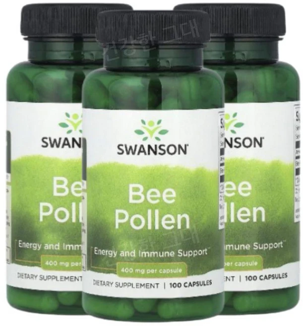 스완슨 비폴렌 벌화분 400mg 100캡슐 3개 벌꽃가루 꿀벌화분 BeePollen, 100정 - 쿠팡