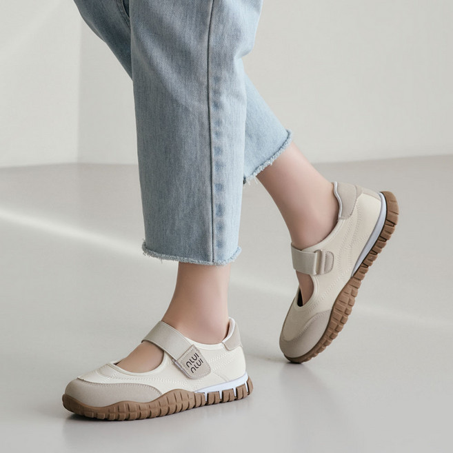 에스유니 메리제인 스트랩 벨크로 통굽 슬립온 운동화 3cm