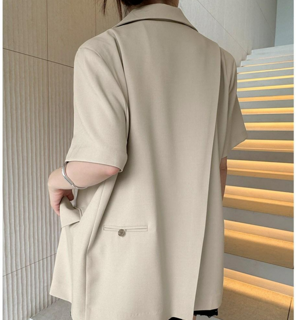나니까 여성 오버핏 테이퍼드자켓 뒤트임 여름 페이크 자켓