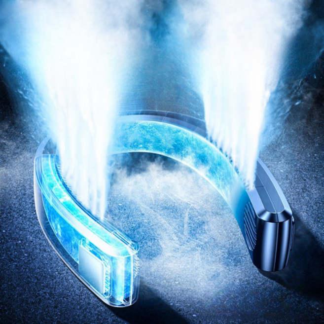 오버엣지 쿨링 넥에어컨 냉각패드 넥밴드 에어컨 선풍기, 화이트