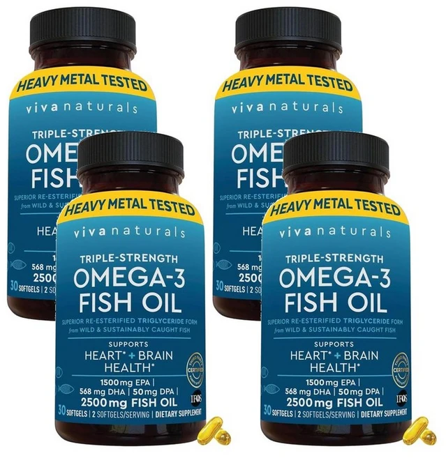 비바 내추럴 트리플 스트렝스 오메가3 피쉬오일 EPA DHA 소프트젤, 4개, 30정 - 쿠팡