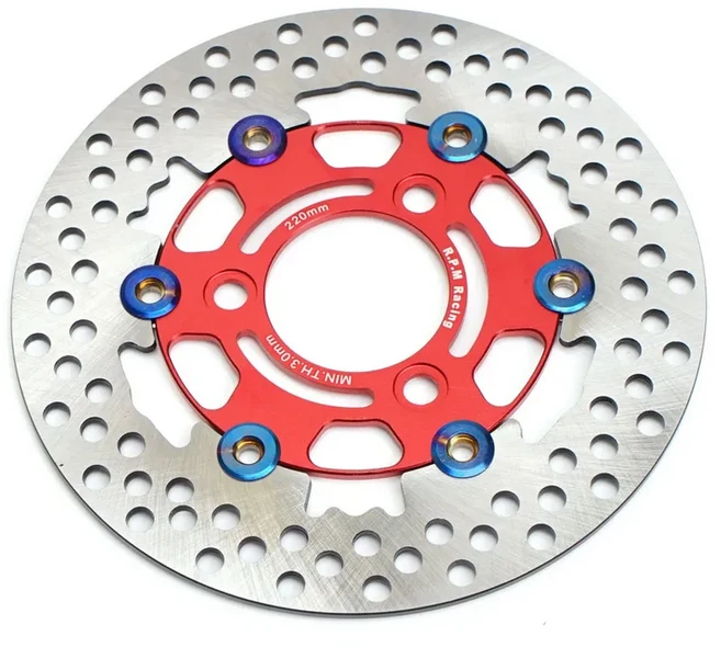 [호환] 220mm RPM 오토바이 브레이크 디스크 플로팅 로터 캘리퍼 유니버셜 3홀 앞/뒤 바퀴 야마하 스쿠터, 03 Red 220mm
