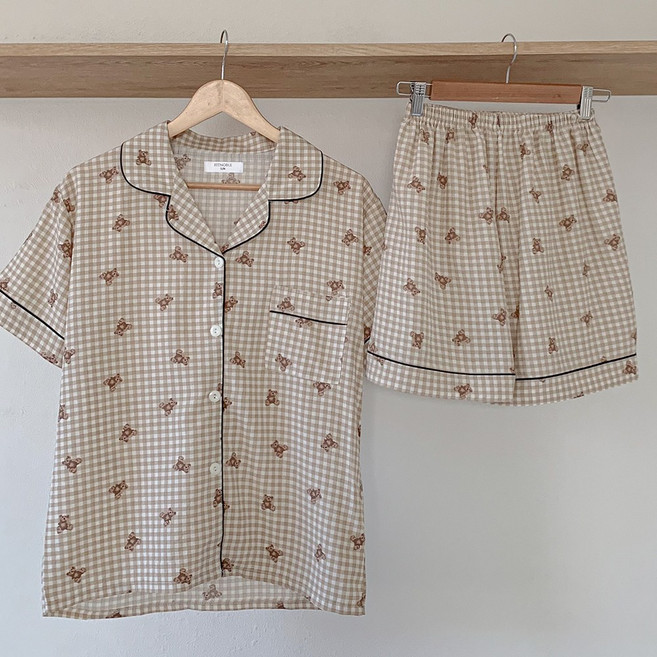 핏노블 여성 잠옷 세트 여름용 투피스 파자마 세트