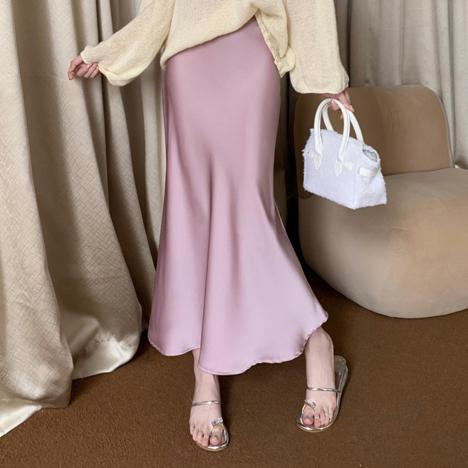 투니스 여성 드레이프 하이웨이스트 슬림 피쉬테일 롱스커트