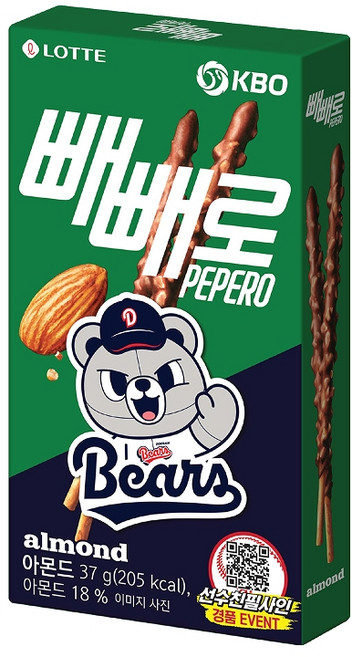 KBO X 아몬드 빼빼로 두산 베어스, 37g, 30개