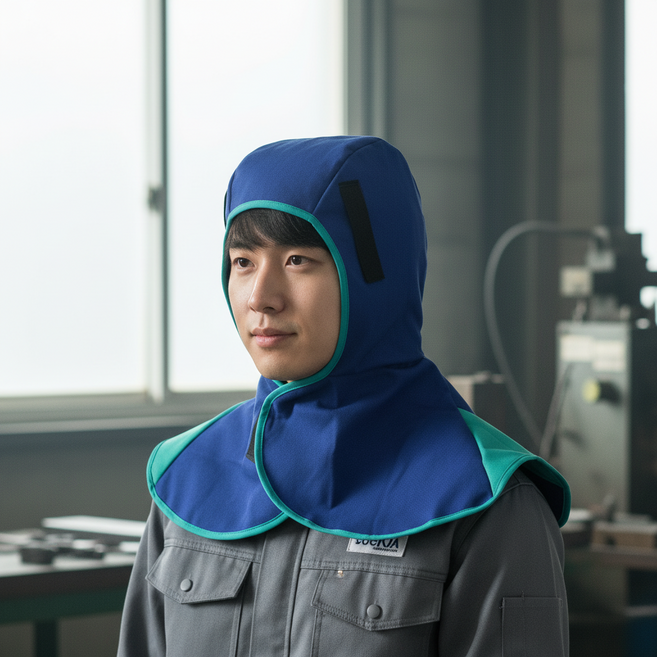 난연성 용접두건 화재방지 보호모 작업용 스파크 차단 모자, 단품, 1개, 상세페이지 참조