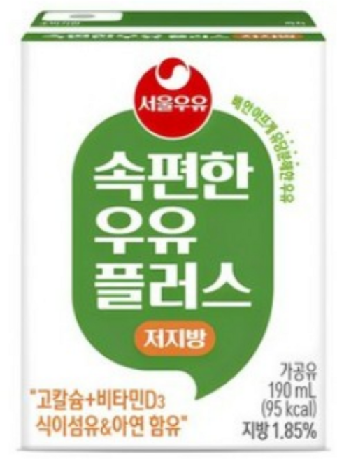 서울우유 속편한 저지방 우유 플러스, 190ml, 18개