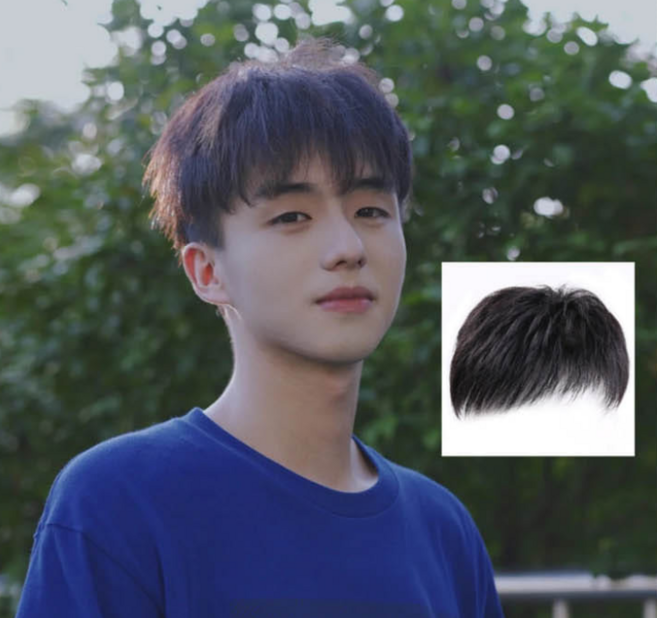 남성용 정수리커버 인모 똑딱이가발 블랙, 1개, LD-1071 남자정수리가발_내츄럴블랙_onesize