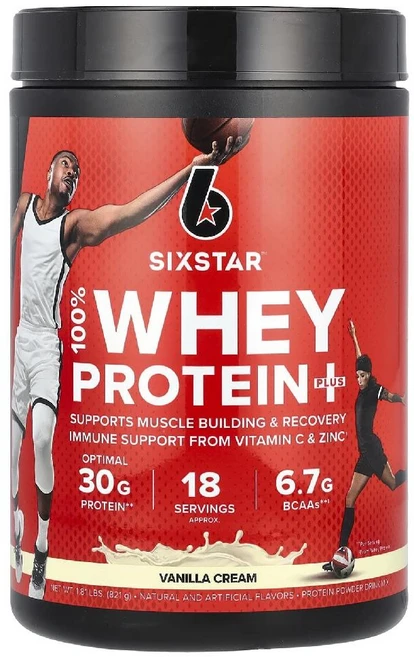 SIXSTAR 단백질 Whey Protein 바닐라 크림 헬스 드링크 파우더 분말 821g - 쿠팡
