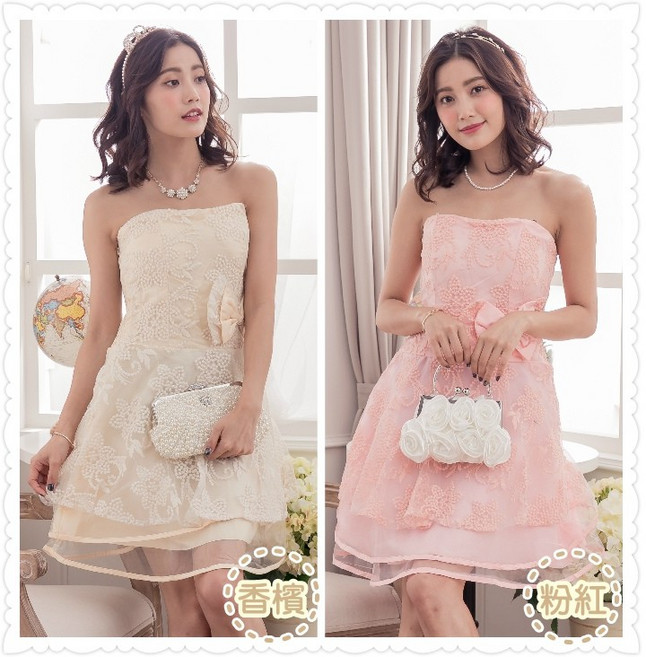 瑪嘉妮Majani 甜美氣質大尺碼小禮服 伴娘服 宴會約會 L-3XL, 1個, 粉紅色/L